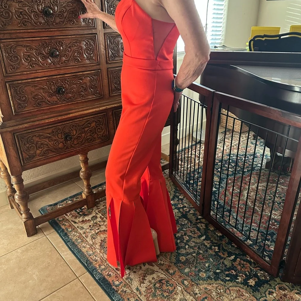 Jovani Orange Wide-Leg Jumpsuit - Picture 3 of 6